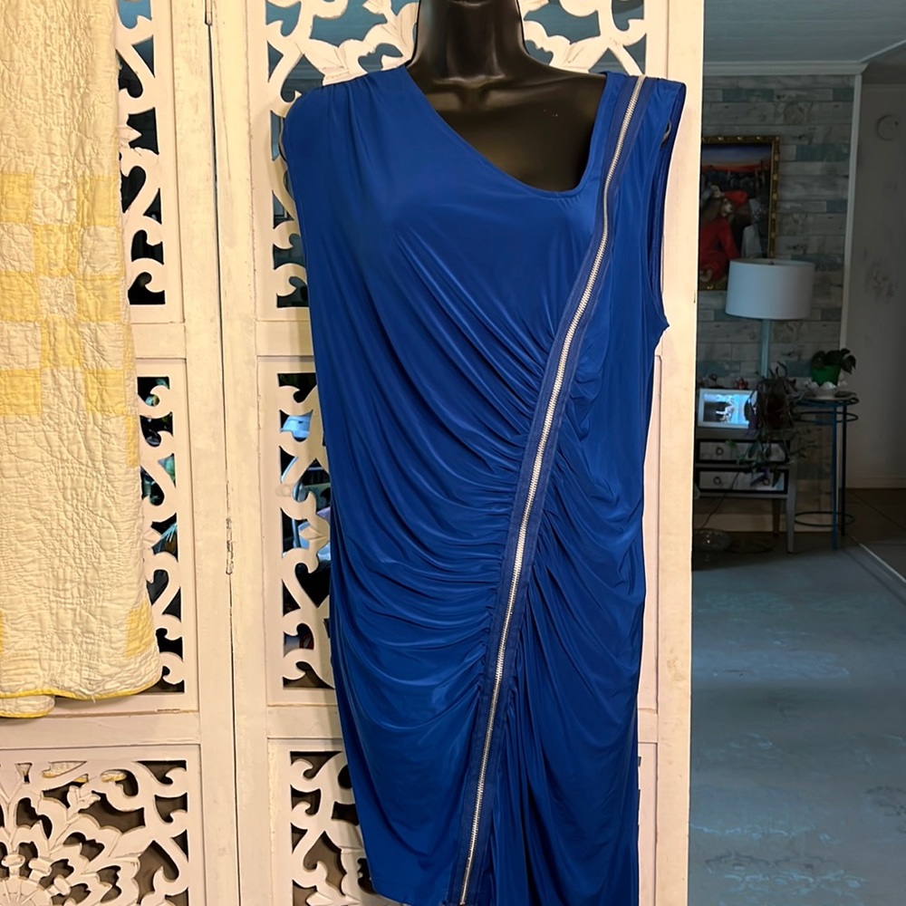 Vintage 1981 Fredricks of Hollywood- sexy blue zipper dress! 2x